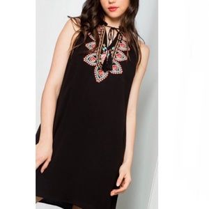 THML Black Embroidered dress Small